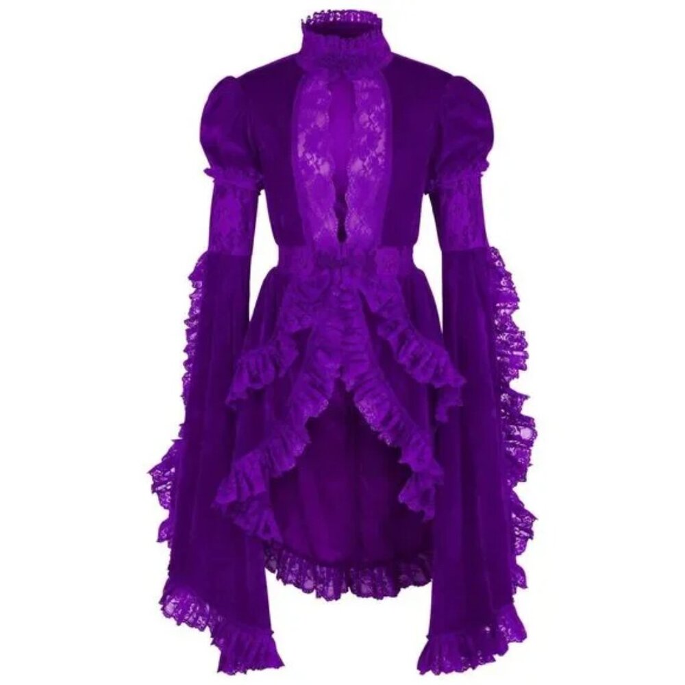 Purple Velvet & Lace Ruffled Jacket - Picture 5 of 7